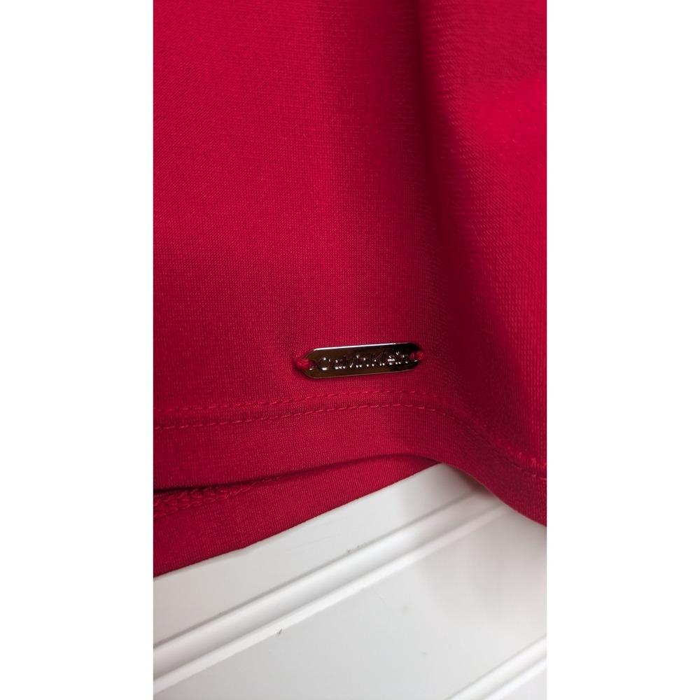 Calvin Klein Women's Long Sleeve Top Medium Mesh Sleeves Solid Red Lightweight - Picture 4 of 8